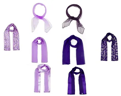 Purple Scarf Lilac Scarf  Plain Chiffon Neck Scarf Chiffon Satin Striped Scarf • £5.95