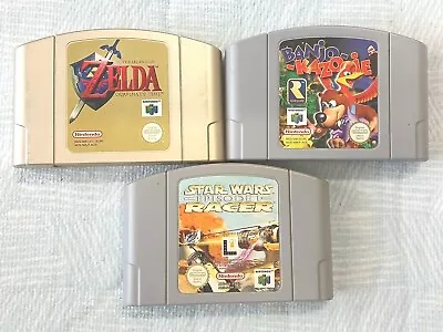 Nintendo 64 Games Bundle Pal Zelda Banjo Kazooie Star Wars Racer.  • $110