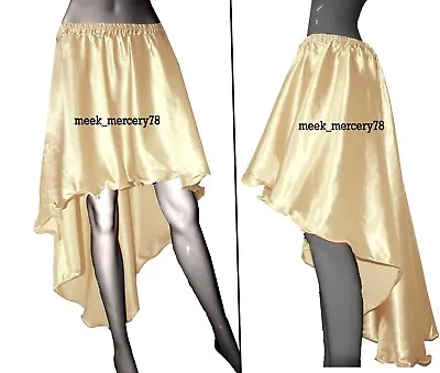 Women's Asymmetrical Skirt Satin Casual Ivory  Steampunk Skirt High Low Skirt S6 • $21.38