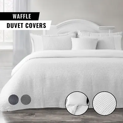 Luxury Jacquard Waffle Weave Duvet Cover Bedding Set Pillowcases Polycotton • £11.95