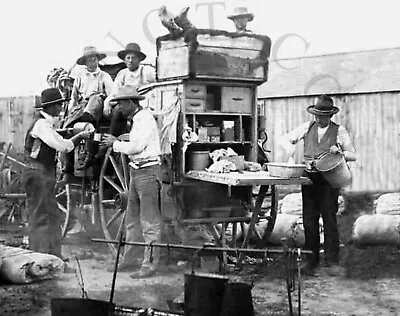 Antique Reproduction 8x10 Photo Print Cowboy Cook Chuck Wagon # 9 • $11.99