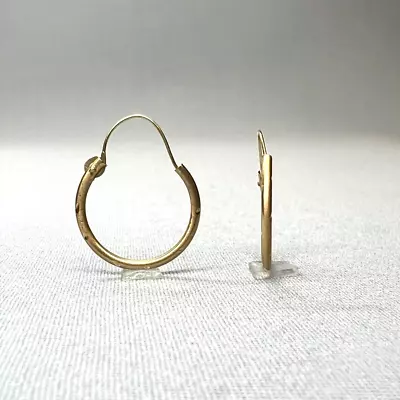 VINTAGE Preloved 14K Yellow Gold OG D/Cut Thin 1.2mm Wide Hoops W/ Hoop Wire • $39