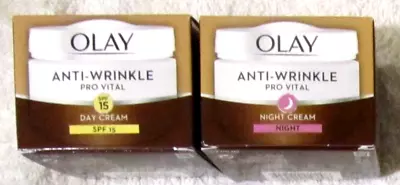 2  X Olay Anti-Wrinkle Pro Vital Day & Night Cream 2 X 50ml New Stock ! • £14.99