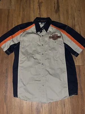 Harley Davidson Men’s Button Front Short Sleeve Mechanic Shirt Size Medium • $27.95