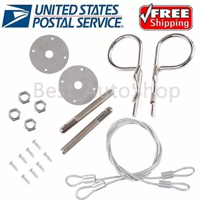 Stainless Steel Mount Hood Pin Plate Lock Bonnet Lock Clip Kit Universal • $6.36