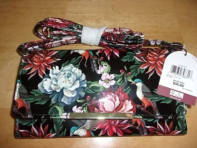 MUNDI Womans / Clutch Big Fat Wallet  W/ Shoulder Strap Flowers & Birds • $16