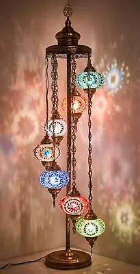 7 Globe Turkish Moroccan Mosaic Bohemian Boho Colorful Floor Lamp Light Multi • $279.80