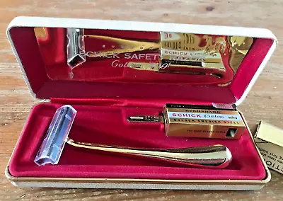 Vintage Schick Safety Razor Golden 500 In Hard Case Replacement Blades • $29.99