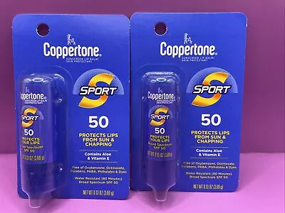 Coppertone Lip Balm SPORT Sunscreen SPF 50 Aloe And Vitamin E - 2PACK New In Pkg • $7.75