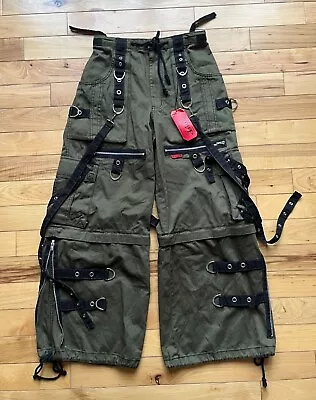 Tripp Nyc Military Green X-strap Wide Legged Goth Raver Pants Medium  • $325