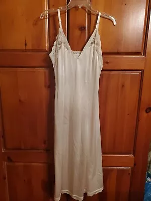 Vintage Full Slip Forget Me Not 38 Beige Tall Altered See Front Bust • $14