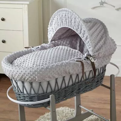 Grey Dimple Grey Wicker Moses Basket • £44.99