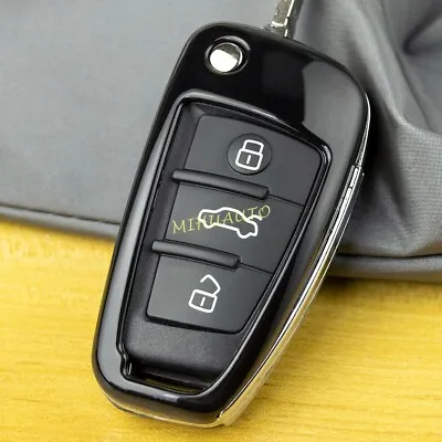 For 2008-2021 Audi Q3 Q7 A1 A3 S3 TT Car Flip Key Case Hard Cover Holder Black • $12.14