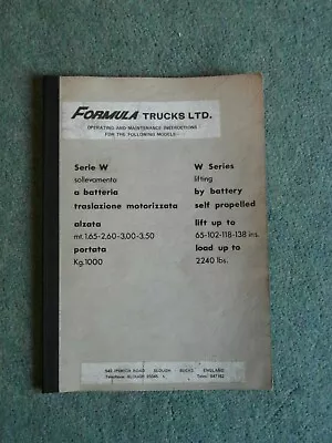 Carrelli Sollevatori W Series Forklift Factory Manual & Spares Parts Catalogue • £7.99