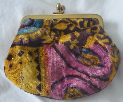 VTG HARRY ROSENFELD VELVET COIN CHANGE PURSE Kiss Closure SILK LINED 4X3.5  VGC • $14.44