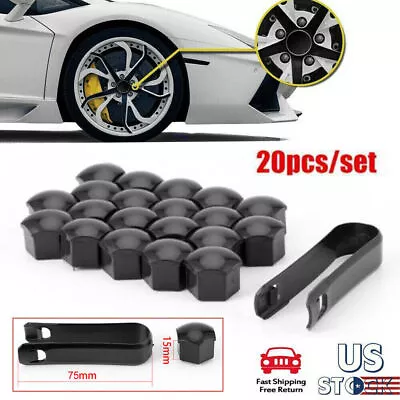 Wheel Lug Nut Bolt Center Cover Black Cap & Tool For VW Audi Skoda 20pcs 17mm US • $1.99