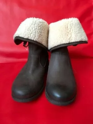 Stunning Ladies Ugg Biker Boots Fur Cuff UK 6.5 (fits UK 5 & UK 5.5) • £100