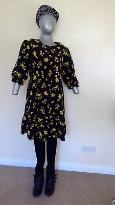 New Look Maternity Dress Size 12 Black With Yellow Pattern • £8.49