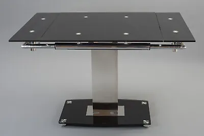 Enzo 80 X 80cm Black Dining Table | Small Extendable Glass Dining Table • £439