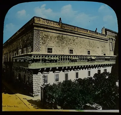 Magic Lantern Slide GOVERNORS HOUSE VALLETTA  C1890 PHOTO ANTIQUE MALTA  • $24.87