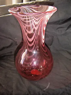 Large Cranberry Coloured 8.5'' High Adrian Sankey Vase • £6.99