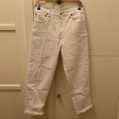 R13 White Denim Jeans Gently Worn Sz 29 Cropped Distressed Made Italy • $29.99