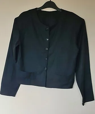 Vintage Black Cropped Collarless  Jacket 1980's Size 10 • $5.58