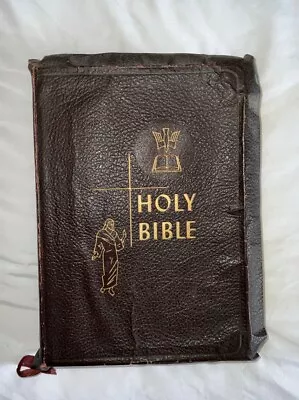 Vintage Holy Family Edition Of The Catholic Bible (1950) Leather Bound/Gold • £35