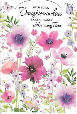 Daughter In Law Birthday Greeting Card 7 X5  Wild Flowers • £1.99