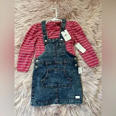 NWT 7 For All Mankind Toddler’s 2 Piece Denim Overall Dress • $14.99