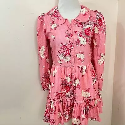 LoveShackFancy Marzia Floral Mini Dress In Raspberry XS S • $175