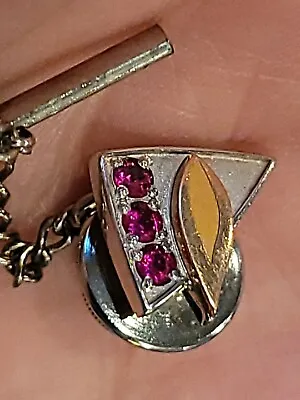 Vintage CTO 10K Tie Tack/Pin With Red Stones Possibly Rubies • $39.99
