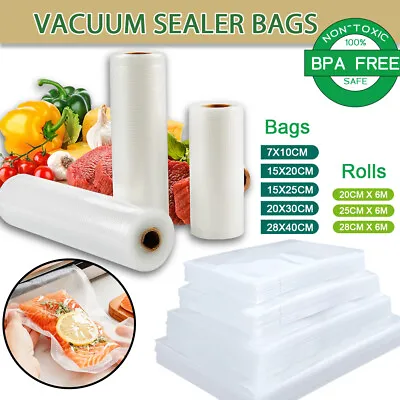 Vacuum Sealer Rolls Bags Precut Food Storage Saver Heat Seal Cryovac All Sizes • $20.99