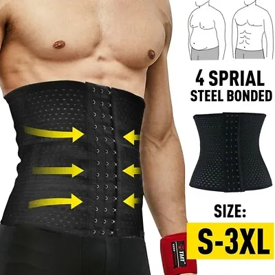 Men Waist Trainer Body Shaper Tummy Girdle Sports Belt Sport Slimming Cincher UK • £6.79