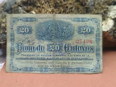 Mexico 20 Centavos Bono De Guanajuato Revolution Paper Money Currency Cat#M1657 • $65