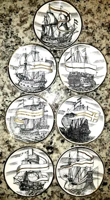 VELIERI Fornasetti Milano Bonwit Teller Vintage Antique Coasters Sail Boat 60's • $249.95