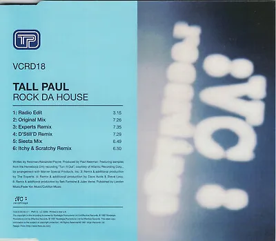 Tall Paul - Rock Da House - 6 Track 1997 Maxi Cd Single • £6.99