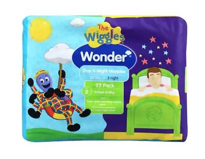 Wonder Pk27 The Wiggles Day & Night Nappies Diapers Infant 4 - 8 Kg Size 2 • $19.99