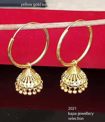 Real Looking 22 Ct Gold Plated EARRINGS  Indian LARGE HOOP Ethnic Style Gift  • £9.99