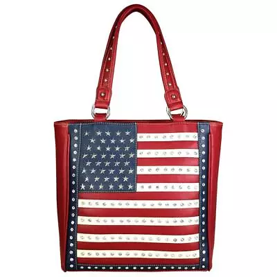 Montana West Patriotic Tote Handbags For Women Studded American Flag Purse La... • $83.62