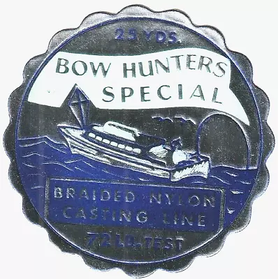 BOW HUNTERS SPECIAL BRAIDED NYLON CASTING LINE SPOOL LABEL Silver Foil Vintage • $8.95