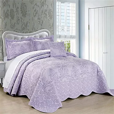 Oversized Bedspread Coverlet Set 4 Piece Reversible Bedspread Damask Paisley • $88.58