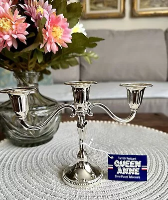 New Vintage? Queen Anne Silver Plated Candelabra 3-Arm Candlestick  Ornate • £18