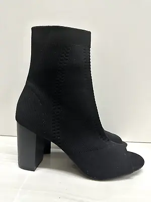 Mossimo Target Women Size 11 Socks Ankle Boots Open Toe Black Pull On Heel Shoes • $22