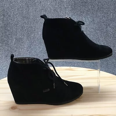 Bongo Boots Womens 7 M Maddie Wedge Ankle Booties 20337 Black Fabric Lace Up • $32.99