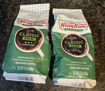 2 Bags Krispy Kreme Classic Decaf Ground Coffee 12oz Ea Med Roast Exp 4/24 • $19.99