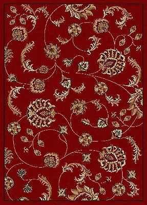 Red Scrolls Blossoms Petals Circles Floral Area Rug 1835 - Aprx 5' 5  X 7' 7  • $154.70