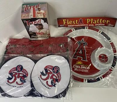 LA Angels Game Giveaways ~ Mike Trout Bobble Head ~ Fiesta Platter + 2 Bags ~NEW • $33.99