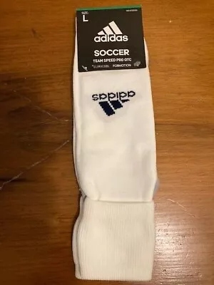 Adidas Soccer Team Speed Pro Otc White Socks Size Large  New • $12