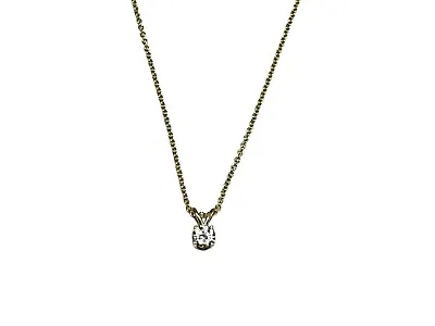 Vintage 14k Yellow Gold Natural Round Diamond Solitaire Pendant Necklace • $449